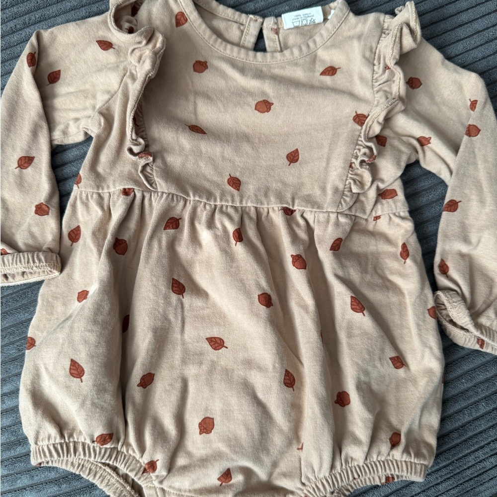 Leaf Print Tan Bodysuit